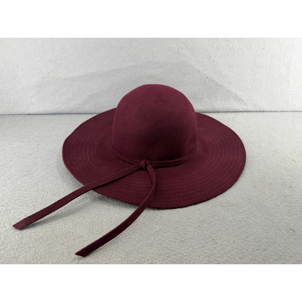 Collections Eighteen Floppy Hat Womens One Size Burgundy 100% Wool Festival Boho